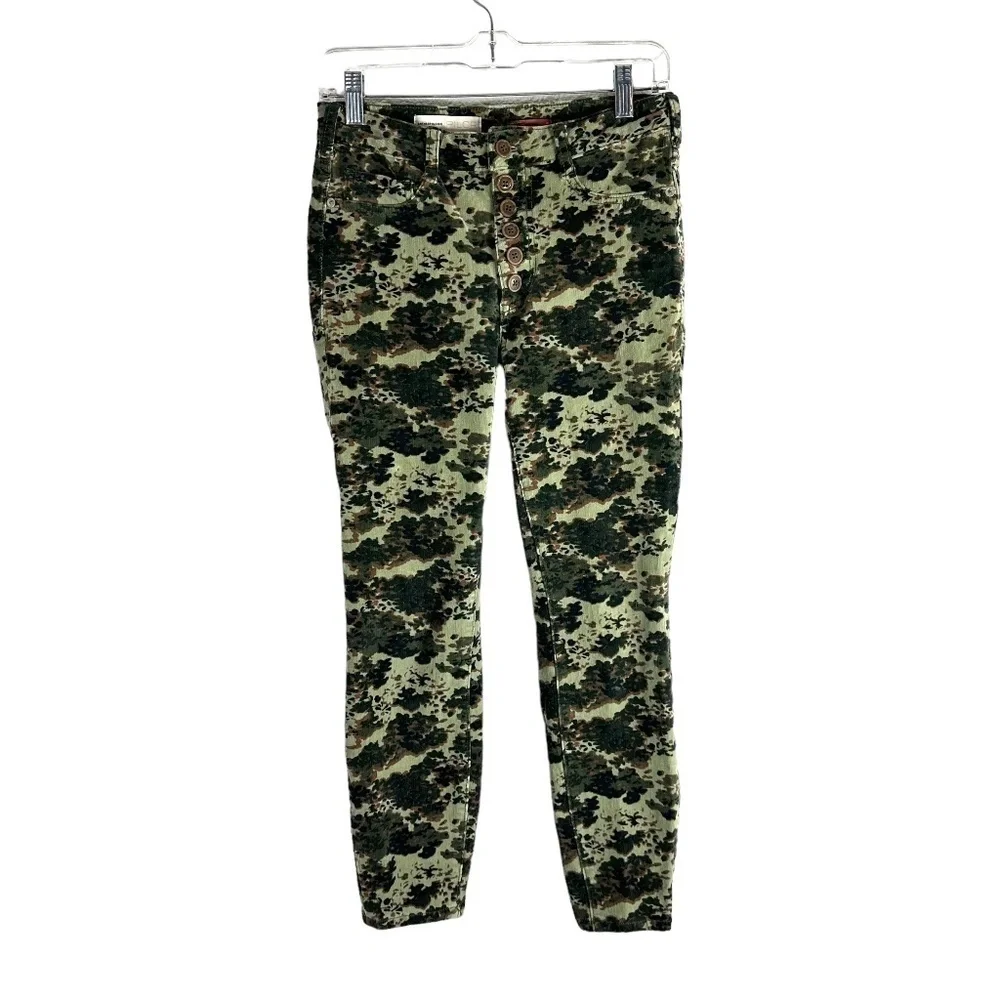 Anthropologie Pilcro and the Letterpress Camo Button Fly Skinny Stretch SZ 28